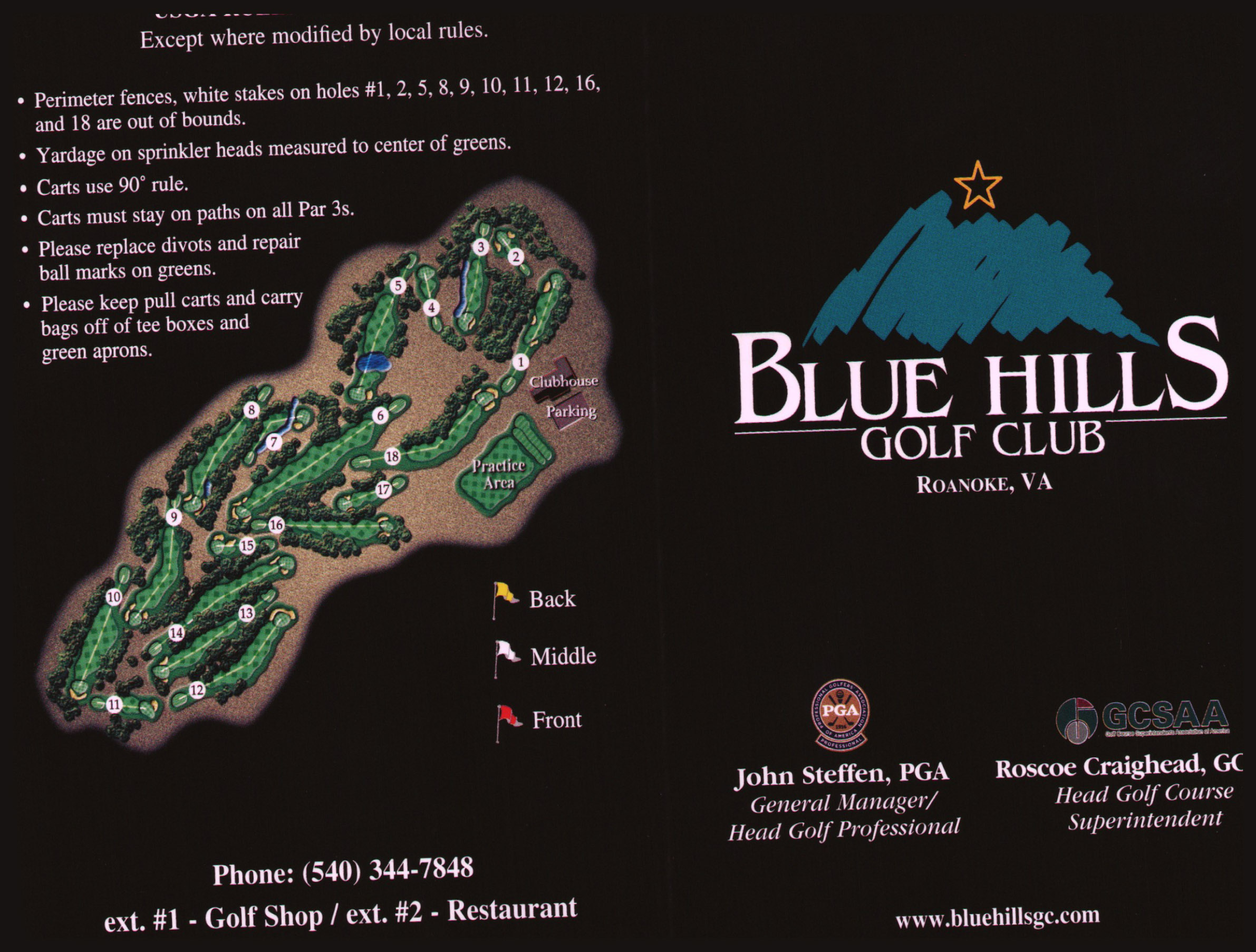 Scorecard Blue Hills Golf Club